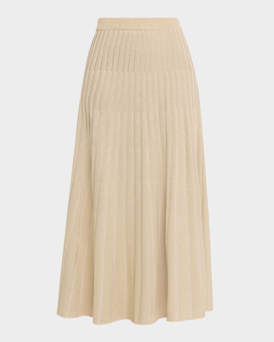 Lurex Rib-Knit A-Line Maxi Skirt